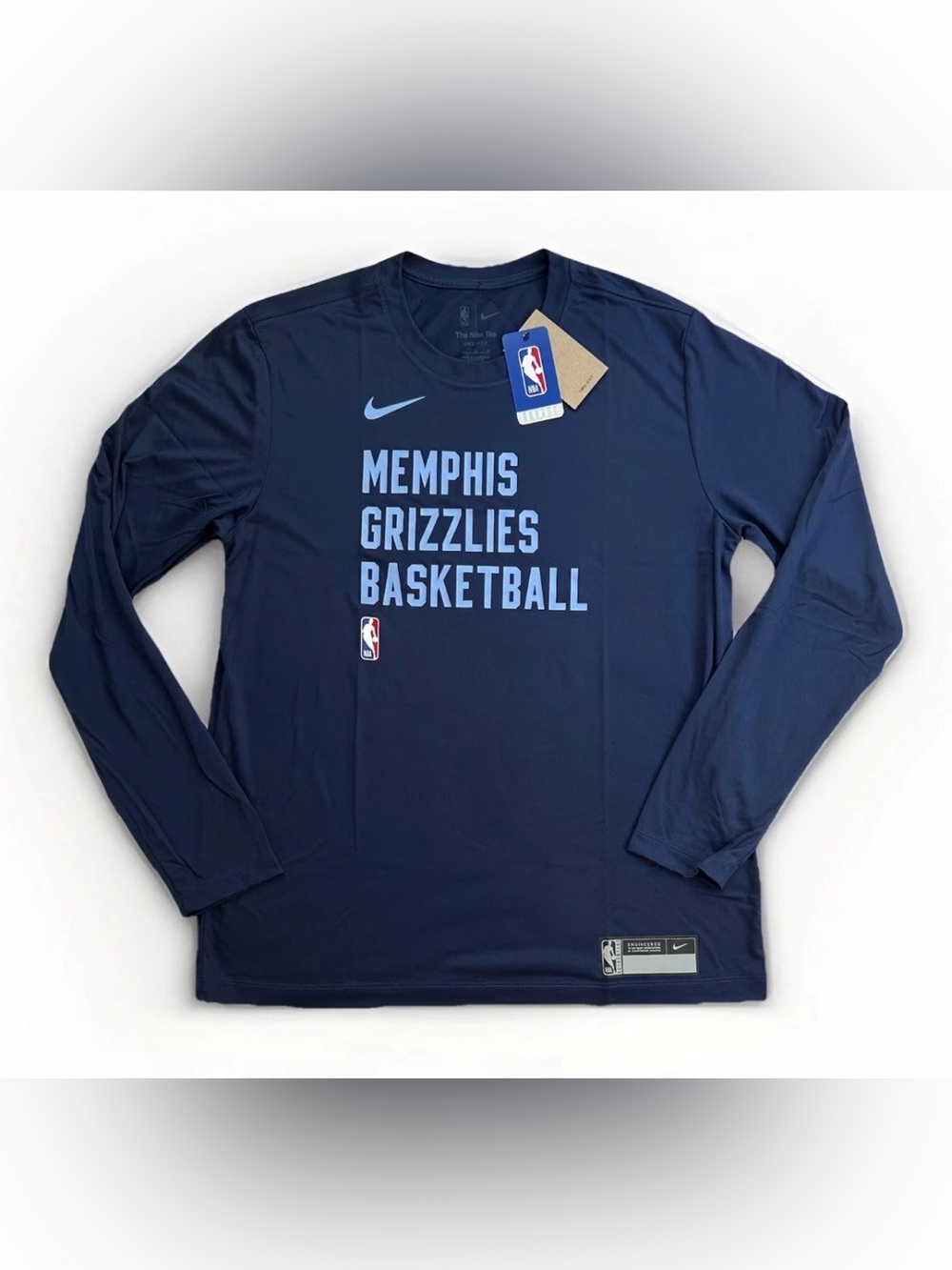 Nike NBA Memphis Grizzlies Dri-FIT Navy Blue Long Sleeve Shirt Size Large